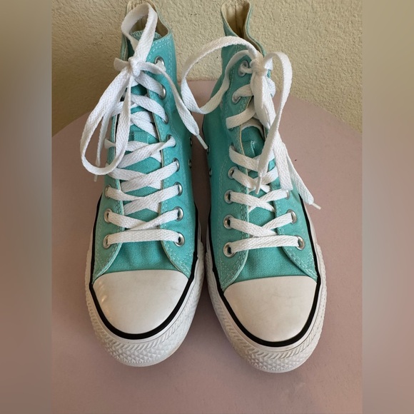 Converse High-Top Sneakers in Teal and White - Picture 3 of 16